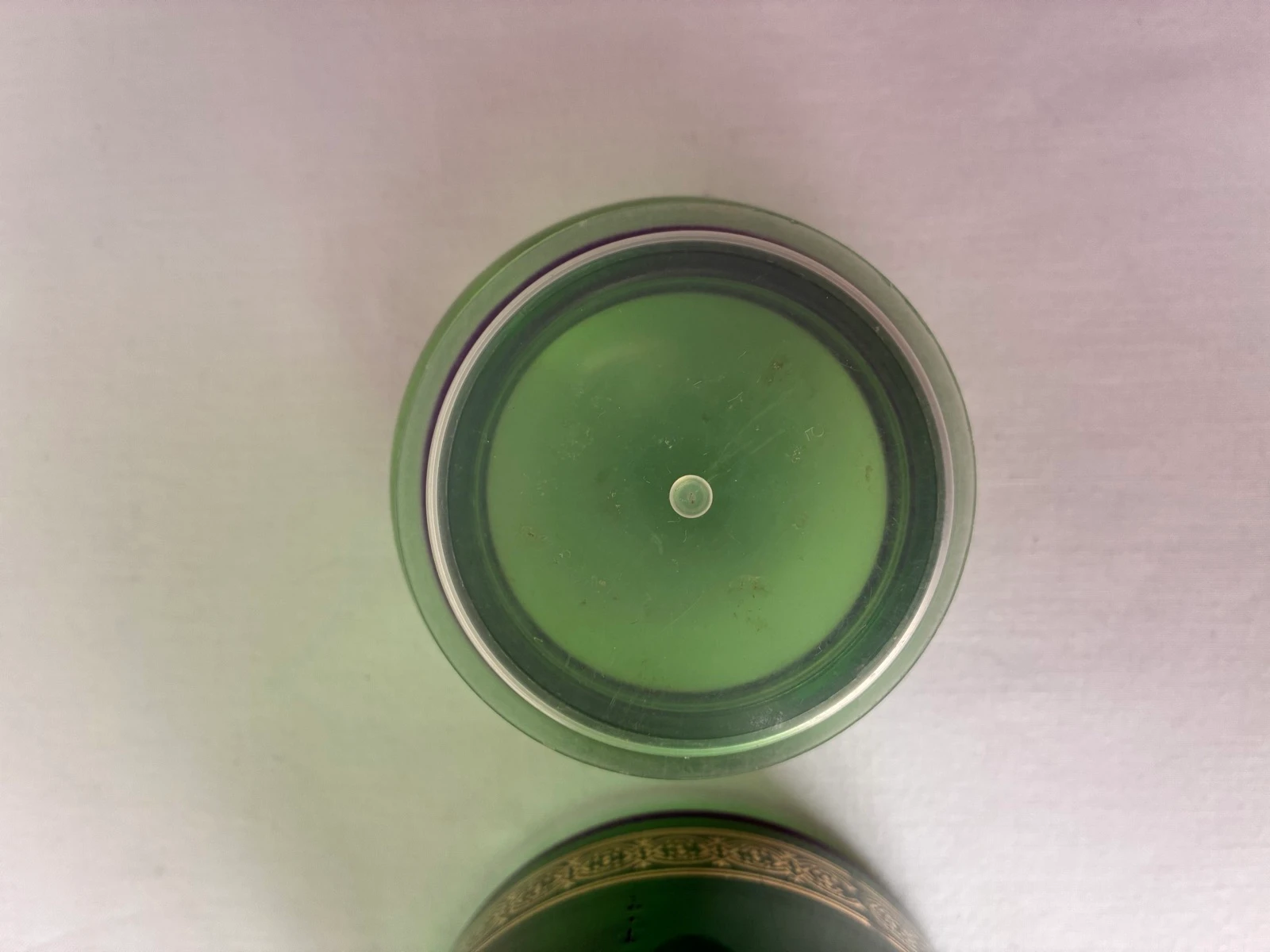 Vintage Groene Apothekerspot met Gouden Rand (Jaren '70, Belgisch Glas) – photo 7